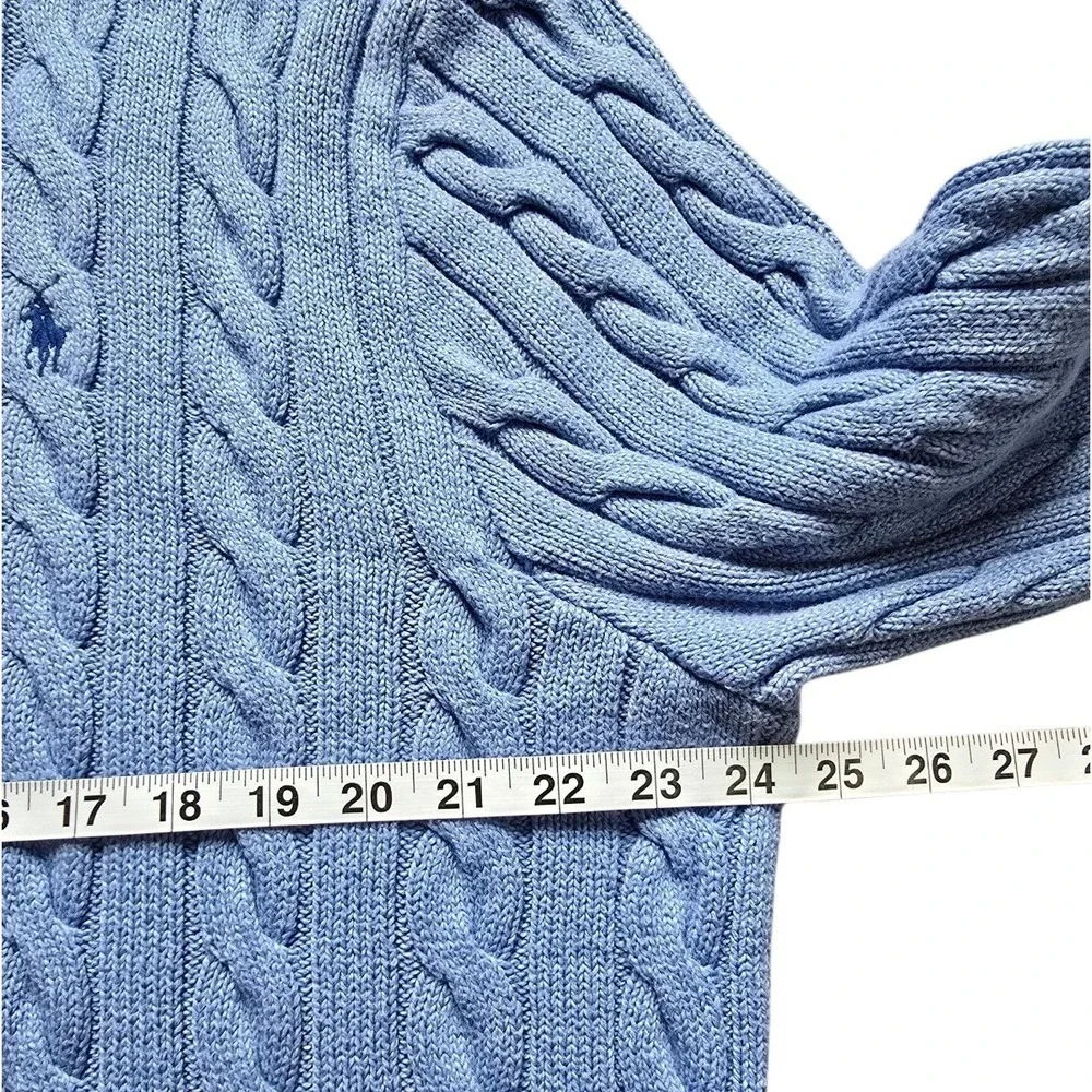 Polo Ralph Lauren Cable Knit Quarter Zip Sweater Mens XXL Blue Cotton Preppy